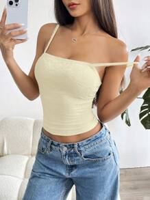 SHEIN EZwear Camiseta de tirantes top exterior de talla grande en negro para mujer, primavera/verano