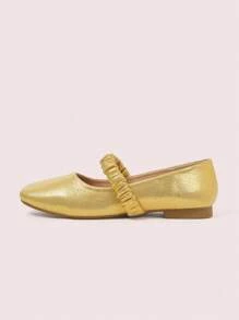 CUCCOO DOLLMOD Women Glittery Ruched Casual Versatile Flat Loafers - Gold - View 7