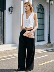 SHECARRY 女士休闲百搭纯色单肩包 - 淺粉色 - 查看 7