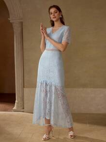 MOTF PREMIUM LACE MERMAID HEM DRESS - Blue - View 7