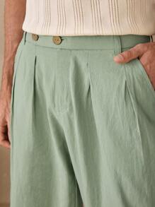 Manfinity NXTstreet Men's Casual Mid-Rise Drawstring Waist Woven Pants, Suitable For Everyday Wear - Green - View 6