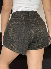 Dazy Plus Shorts vaqueros cortos de estilo casual de calle, sueltos, con estampado de leopardo