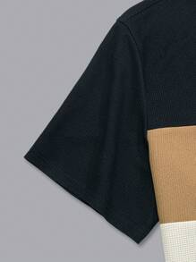 Manfinity Mode Men Plus Size Contrast Color Button Casual Short Sleeve Polo Shirt - Multicolor - View 4