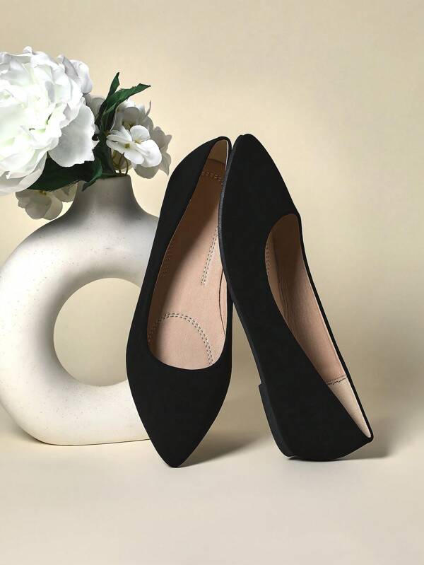 SHUZIA Hot New Stunning Black Color Flat Ballet Heel Slip-On Comfort All-Day Wear Point Toe Breathable Spring Summer Shoe