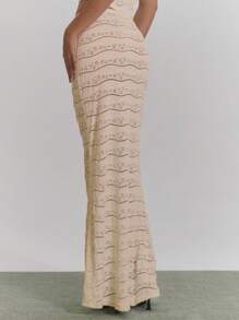 MUSERA Falda larga de unicolor de punto, sexy, para primavera, verano, lindas vacaciones