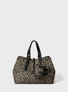 SHECARRY 女士手提包、单肩包、豹纹、动物纹、秋/夏/冬、学院、学校、假日、街头风格、运动、过夜、Y2K、未来、朋克、流行、都市、科技服饰、带迷你包、学生 - 棕色 - 查看 2