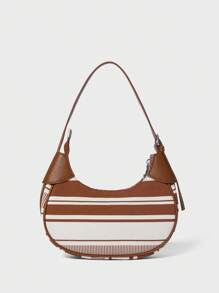 SHECARRY Women Sholuder Bags Flying Weave For Dinner/Dating/Party/School/Travel/Commute/Shop Bag Back To School Random Pattern - Brown - View 2