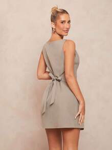 Lumalex Abito estivo casual elegante da donna con scollo a barca, vita arricciata, pieghe, spalline sottili e gonna corta, adatto per primavera, uscite, vacanze al mare, spiaggia, cerimonie, banchetti estivi e altre occasioni
