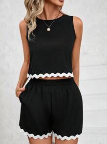SHEIN PETITE Completo da donna a due pezzi per uso quotidiano - nero - Visualizzare 1