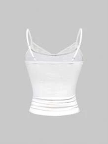 ROMWE Grunge Punk Summer Concert Festival Y2K Chic Retro Romantic Rose Floral & Vine Heart Rhinestone Embellished Crop Top For Women