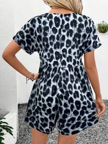 SHEIN LUNE 女士短款豹纹连体裤，春季