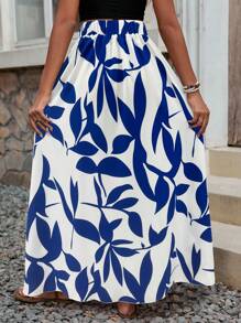 EMERY ROSE 女式高腰印花侧开衩度假沙滩长裙