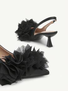 CUCCOO CHICEST Silver Pointed Toe Women's High Heels With Unique Strap Design, Elegant & Commuting-Suitable - Black - View 11