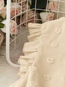 SHEIN Clasi Women's Casual Swiss Polka Dot Patchwork With Ruffle Hem Sleeveless Blouse - Apricot - View 5