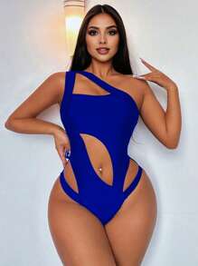 Swim SXY بكيني إنيق وجذاب من قطعة واحدة، تصميم عصري ذو طابع بسيط مناسب للصيف - أزرق غامق - مشاهدة 1