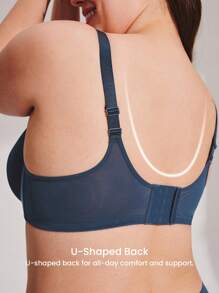 LUVLETTE Plus Dream Curve Air 全罩杯海军蓝透气轻薄网眼间隔罩杯基础款透气舒适显瘦文胸 - 藍色 - 查看 7