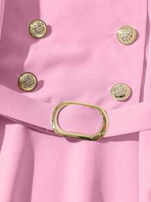 GlowEve CURVE Đầm đi làm thanh lịch màu mơ cỡ lớn cho nữ, không tay, hai hàng khuy, thắt eo, nút kim loại - Hồng - Xem 3