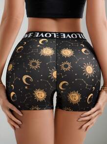 AltCore 1 szt. Damskie majtki z wysokim stanem z nadrukiem Układu Słonecznego, Gwiazdy i Księżyc - Wielokolorowe - Zobacz 2