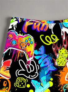 SHEIN Leap Crew 2pcs Boys' Casual Round Neck Short Sleeve Top And Shorts Set, Suitable For Summer - Multicolor - View 4