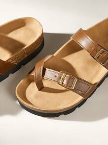 Solecia Vintage Thick Sole Slip-On Slides Sandals For Women, Platform Casual Mules Clogs - Brown - View 7