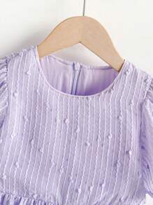 SHEIN Robe courte élégante en mousseline de soie violette à fleurs découpées pour jeunes filles, printemps/été