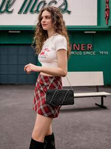 SHECARRY Women Sholuder Bags, Pu, Summer Autumn Holiday, For Dinner/Dating/Party/School/Travel/Commute/Shop Bag, Fashionable, Women Sholuder Bags, Iron Chain And Bow Decoration, Portable, With Metal Decor Lightweight, For Party, For Outdoors/Outings Party/Back To School, For Students