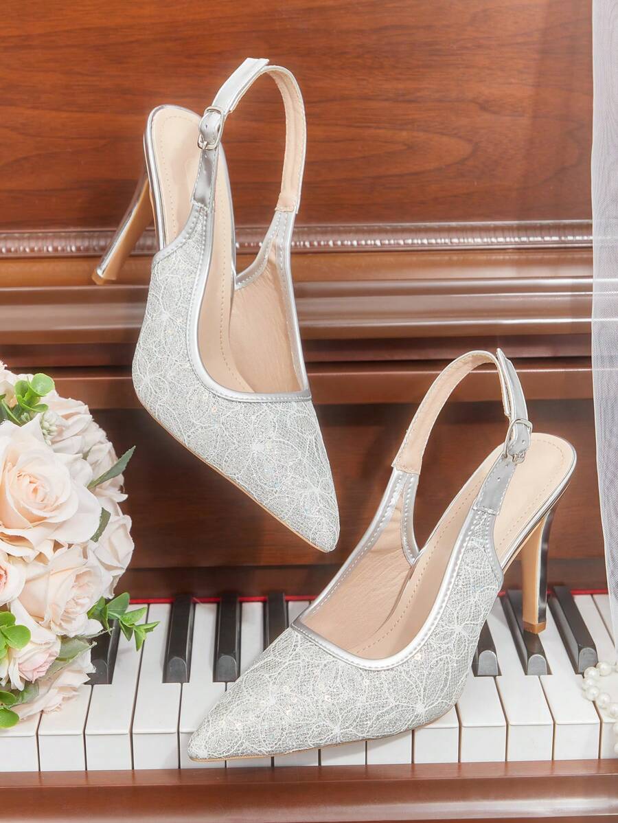 CUCCOO HITCHD Women's Grey Pointed Toe Lace Embroidery Elegant High Heel Shoes, Stilettos For Wedding, Bridesmaid, Formal Party, Romantic Date, Fashion Event, Summer - Chantilly - View 1
