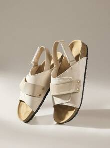 Solecia Sandalias planas negras para mujer, chanclas de moda para playa y uso casual