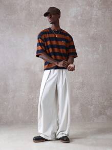 SUMWON Luxe Streetwear 比佛利山庄罗迪欧大道标志 T 恤夏季俱乐部风格设计师品牌 T 恤休闲时尚宣言都市生活方式复古条纹图案 - 藍色 - 查看 6