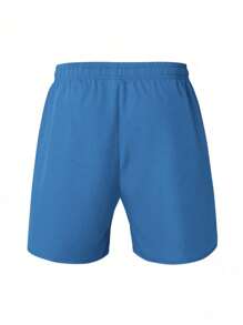 Manfinity Sport Corelite Men's Letter Print Drawstring Waist Sports Shorts Sweater Shorts Running Shorts - Black - View 5