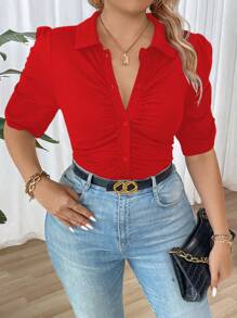 Calvaya تصميم قميص تي بأكمام قصيرة بنسيج مقصب أنيق للتنقل