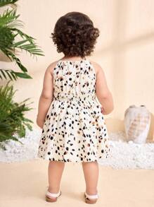 Travachic KIDS Babygirl 可爱豹纹无袖连衣裙，适合夏季度假，母子装（2 件单独出售） - 米色 - 查看 3
