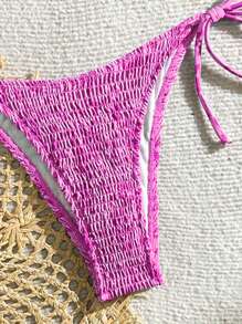 Swim Vcay Conjunto de bikini con cuello de halter para mujer, ideal para el verano y la playa - Morado - Ver 4