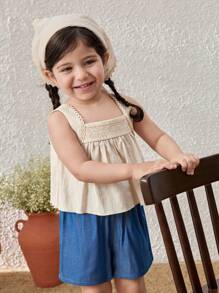Blossori Baby Girls Floral Trim Cami And Shorts 2-Piece Set - Multicolor - View 5