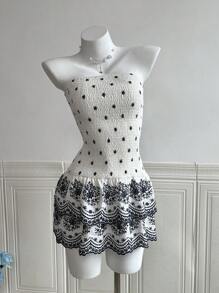 SHEIN Unity Váy không tay họa tiết hoa dệt phong cách Bohemian dành cho nữ - trắng - Xem 1