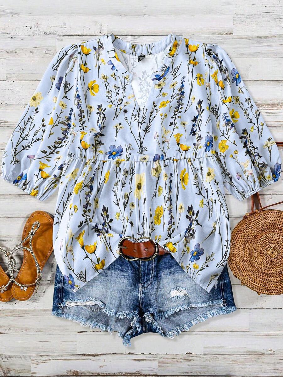 Breezaya Women's Casual Floral Print Shirt, For Holiday - Multicolor - View 1