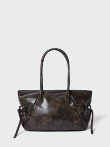 SHECARRY Bolso estilo Y2K de mujer a la moda, con bolsillos duales, cordón y pliegues. Bolso de hombro/tote gótico y punk para mujeres