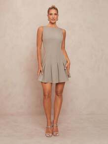Lumalex Abito estivo casual elegante da donna con scollo a barca, vita arricciata, pieghe, spalline sottili e gonna corta, adatto per primavera, uscite, vacanze al mare, spiaggia, cerimonie, banchetti estivi e altre occasioni