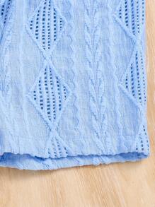 Souflis Souflis Bộ đồ trẻ sơ sinh Unisex 1 tuổi, áo sơ mi ngắn tay màu mơ và quần short, vải có họa tiết, thích hợp cho bé mặc ra ngoài vào mùa hè - Màu xanh nhạt - Xem 3