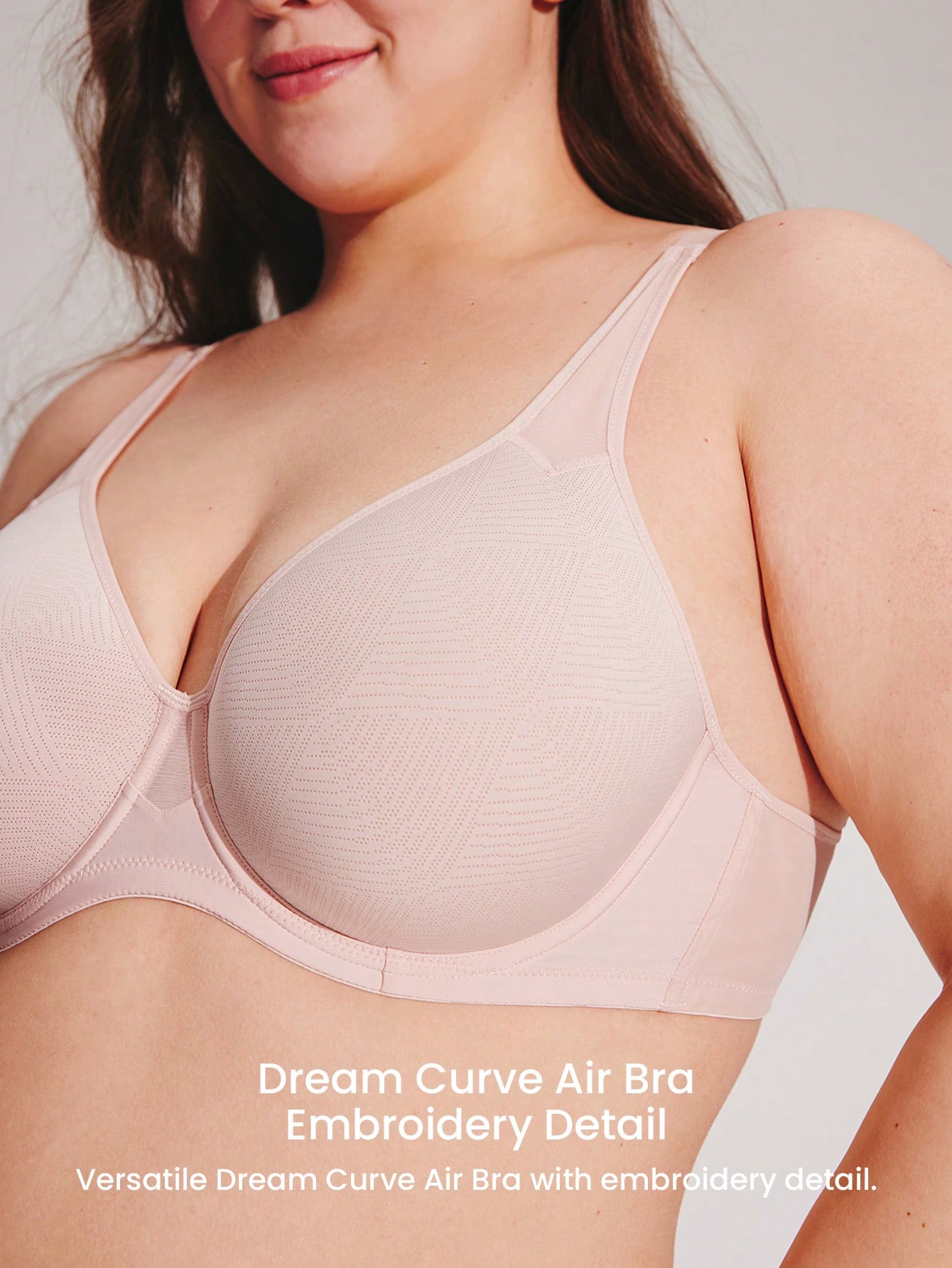Plus Dream Curve Air Volldeckende, luftige, atmungsaktive, transparente Mesh-Abstandhalter-Cup, rosa, Basic, leichter Komfort Minimizer-BH