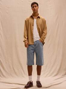 Woven "Musero" Embroidered Shirt Smart Spring Summer Streetstyle Holiday Vacation - Brown - View 4