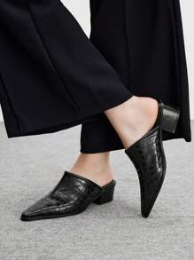CUCCOO BIZCHIC Tacones altos de punta negra con tacón grueso, zapatos de tacón alto para mujer, elegantes, de estilo vintage, ideal para usar con atuendos casuales de primavera