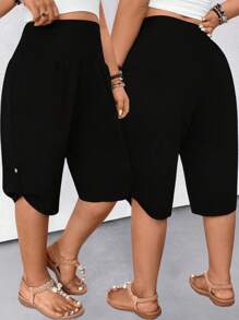 SHEIN CURVE+ 大码女式休闲裤，纹理面料