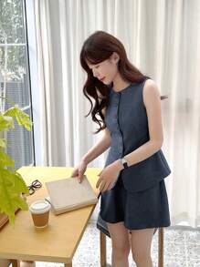 DAZY Women Two Pieces Outfits For Daily Wear,Short Women Sets - Blue - View 6