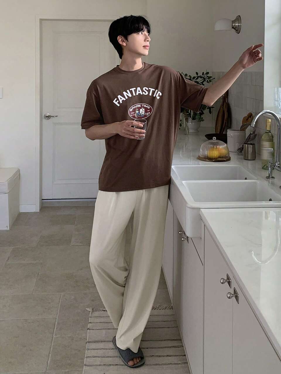Men's Letter Print Multi-Color Pattern T-Shirt And Shorts 2-Piece Casual Loungewear Set, Summer