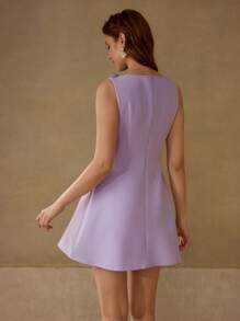 MOTF PREMIUM STEREO FLORAL SLEEVELESS DRESS - Purple - View 4