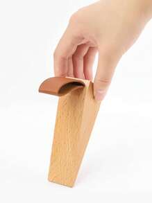SHEIN 1pc Beech Door Stop, Wooden Door Stop, Windproof Door Stopper, Anti Collision Door Stop Holder With Lanyard Valentine DAY, Valentines Wedding, Birthday, Room Decor, Home Decor Living Room, Office Decor Items,Fall Decor