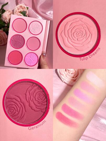 SHEGLAM Floral Flush Blush Palette-Blushing Bouquet 6 色粉餅腮紅盤持久高顯色不褪色自然輕盈面部彩妝粉色腮紅 品牌 美容 化妝 化妝品 適合女性與女孩 完美搭配冬季 Y2K 時尚 流行 生日禮物 假期 派對準備就緒 最佳顏色