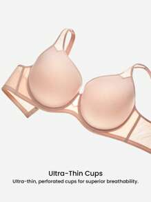LUVLETTE Plus Dream Curve Air Full Coverage Airy Breathable Sheer Mesh Spacer Cup Bra Pink Minimizer Bra