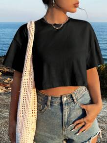 Tseoso Tricou din bumbac cu mânecă scurtă, cu mânecă scurtă, cu model de palmier, pentru femei, potrivit pentru evadarea de vară